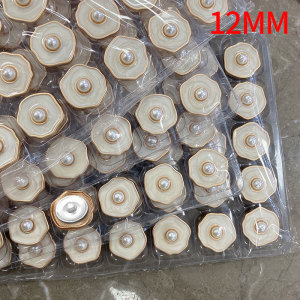 12MM pearl cream white Metal snap button  DIY jewelry
