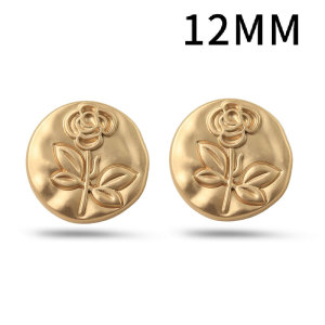 12mm Embossed fog gold rose Metal snap button  DIY jewelry