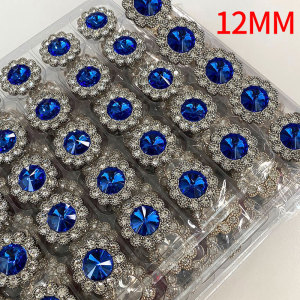 12MM Diamond inlaid glass drill Metal snap button  DIY jewelry