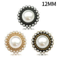 12MM Retro Style Pearl Metal snap button  DIY jewelry