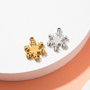 10pcs/lot  High-quality Alloy Drilled snowflake diy pendant earring bracelet female pendant zinc alloy electroplating point diamond accessories