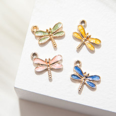 10pcs/lot  High-quality Alloy Dragonfly Colorful Sparkling Powder Earrings Pendant Bracelet Female Pendant Alloy Oil dripping Accessories