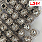 12MM Diamond inlaid glass drill Metal snap button  DIY jewelry