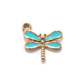 10pcs/lot  High-quality Alloy Dragonfly Colorful Sparkling Powder Earrings Pendant Bracelet Female Pendant Alloy Oil dripping Accessories