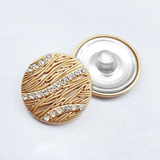 20MM Striped wavy fishbone diamond inlaid Metal Snaps Buttons