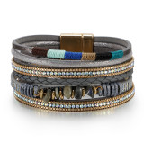 Turquoise bracelet Bohemian colorful rope woven multilayer leather bracelet