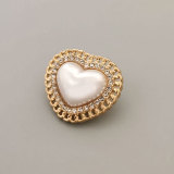 23MM Diamond studded love pearl Metal  snap button charms