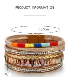 Turquoise bracelet Bohemian colorful rope woven multilayer leather bracelet