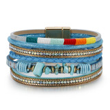 Turquoise bracelet Bohemian colorful rope woven multilayer leather bracelet
