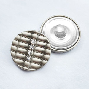 20MM Striped wavy fishbone diamond inlaid Metal snap button charms