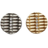 20MM Striped wavy fishbone diamond inlaid Metal snap button charms