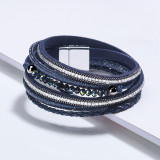 38CM multilayer long square diamond multilayer bead jewelry magnet clasp woven bracelet