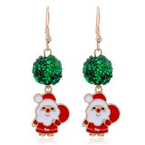 Cartoon Christmas earrings Santa Claus bell