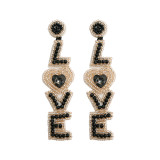 New Valentine's Day Heart LOVE Letter Earrings Handwoven Bohemian Rice Beads
