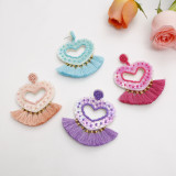 New Valentine's Day bohemian tassel earrings hand woven sequins millet beads