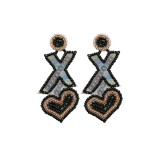 New Valentine's Day XO Rice Bead Sequins Heart Earrings