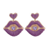 New Valentine's Day Handmade Beaded Lip Earrings Love Bohemian Bead Earrings