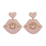 New Valentine's Day Handmade Beaded Lip Earrings Love Bohemian Bead Earrings