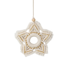 DIY hand woven Christmas pendant Pastoral five-star snowflake Christmas wall decoration