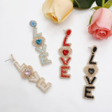 New Valentine's Day Heart LOVE Letter Earrings Handwoven Bohemian Rice Beads