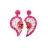 New Valentine's Day Asymmetrical Earrings Woven Hand made DIY Love Sequins Bead Earrings