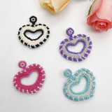 New Valentine's Day Bead sequins hand woven Mijubohemian heart-shaped earrings