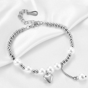 Stainless steel pearl bracelet love