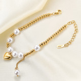 Stainless steel pearl bracelet love