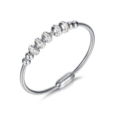 Stainless steel ball zircon magnetic clasp bracelet