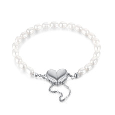 Stainless steel pearl magnetic heart bracelet