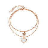 Stainless steel love shell double-layer stainless steel bracelet