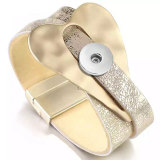 Leather Alloy Bracelet  Magnet Buckle Women's Bracelet  20MM Snaps button jewelry wholesale
