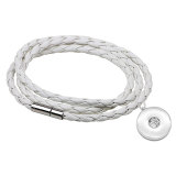 Braided fried dough twist Leather Rope Bracelet Handrope for 18MM Snaps Jewelry
