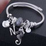 Stainless steel adjustable seahorse shell crystal tassel bracelet bracelet