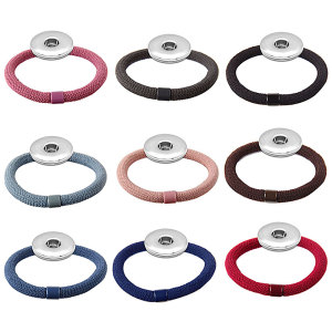 Leather elastic hairband high elastic beaded nylon headband suitable 20MM Snaps button jewelry wholesale