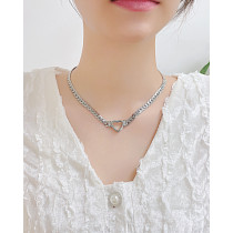Valentine's Day Stainless Steel Love Collar Chain Flat Snake Chain