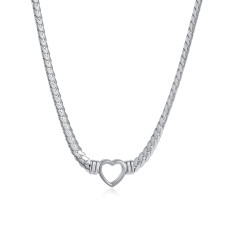 Valentine's Day Stainless Steel Love Collar Chain Flat Snake Chain