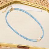 Rice bead necklace Sweet pearl collarbone chain Stainless steel necklace
