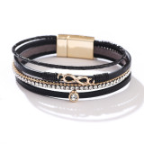 Infinite Charm Leather Bracelet Rhinestone Jewelry