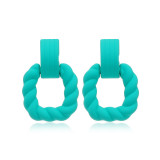 Geometric square spray painted candy colored earrings fried dough twist earrings