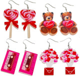 Valentine's Day Party Funny Lovely Earrings Candy Sweet Tape Love Panda Headed Eagle