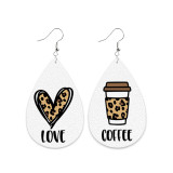 Valentine's Day Leather Earrings Coffee Cup Leopard Heart Tie Dye Love Rainbow Lovely Car Earrings Gift