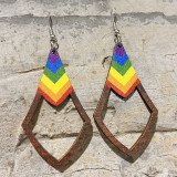Wooden Rainbow Love Valentine's Day Flag Geometric Butterfly Earrings