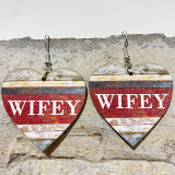 Valentine's Day Wooden Love Shaped Drop Earrings Gift