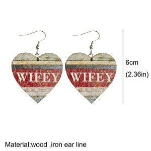 Valentine's Day Wooden Love Shaped Drop Earrings Gift