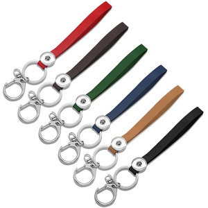 20MM Genuine leather Key chain ring suitable for Snaps button jewelry wholesale