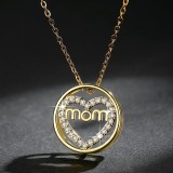 Mother's Day MAMA Pendant Necklace Mother's Day Gift Bronze Zircon Necklace