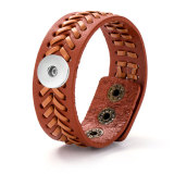 20MM Snaps button jewelry wholesale Woven antique leather bracelet