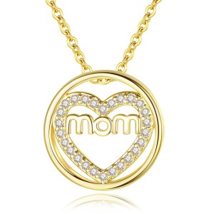 Mother's Day MAMA Pendant Necklace Mother's Day Gift Bronze Zircon Necklace