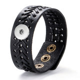 20MM Snaps button jewelry wholesale Woven antique leather bracelet